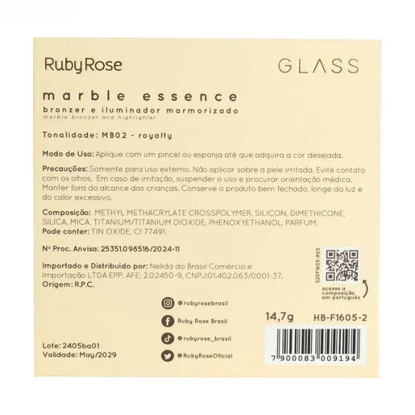 Bronzer E Iluminador Marmorizado Glass - Hbf16052 - Image 6